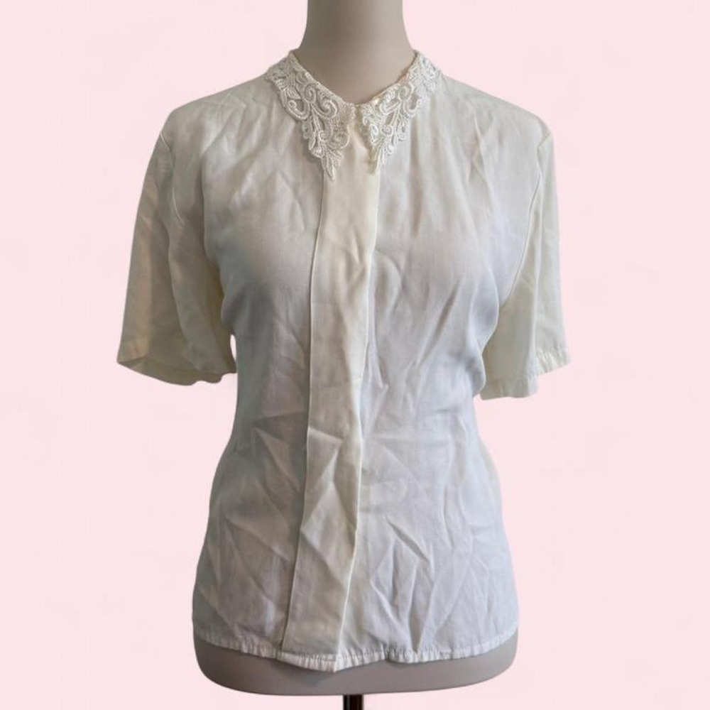 Vintage Impressions of California cream lace collar blouse‎ 12